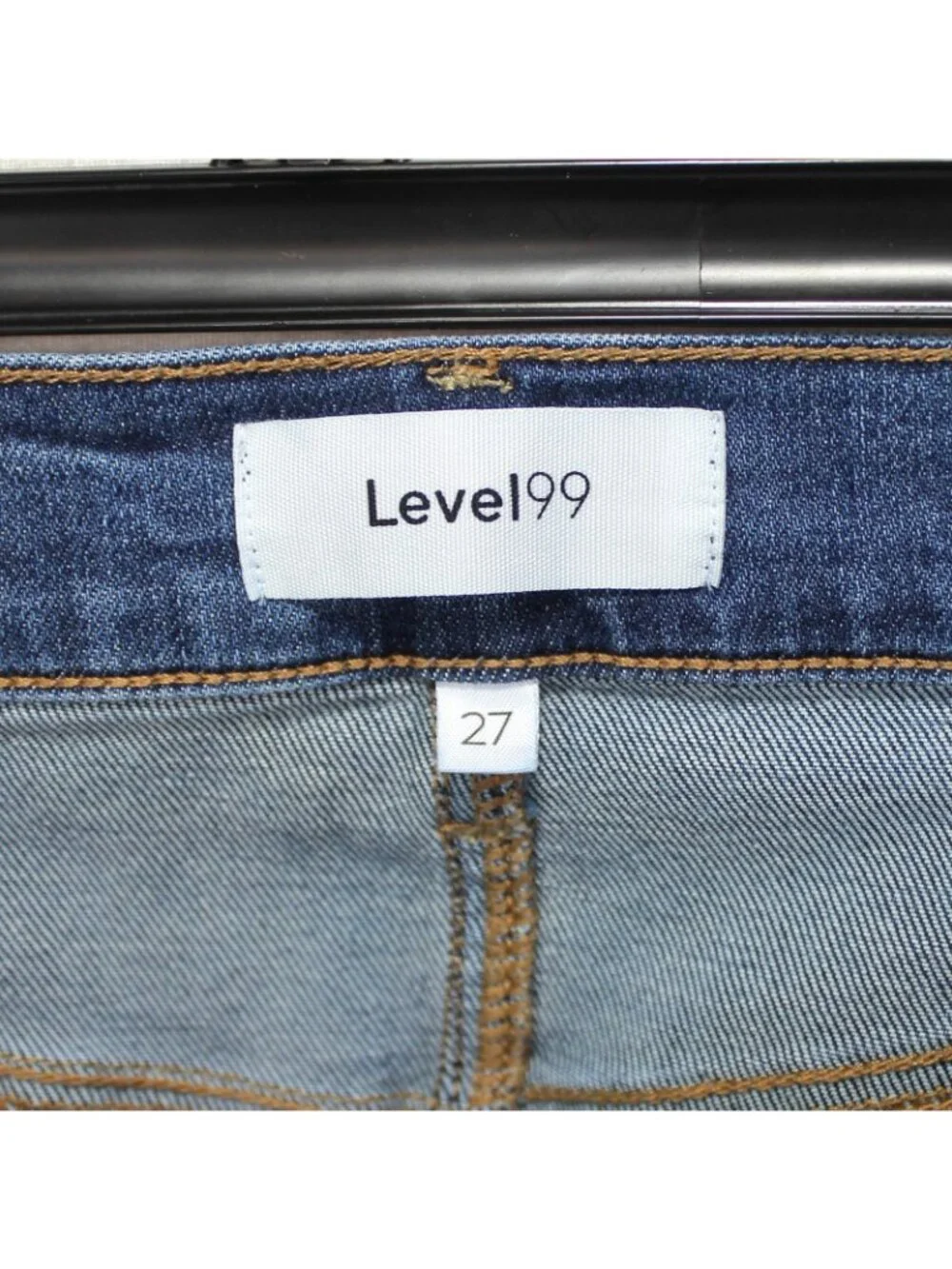 Level 99 Jeans Womens Size 27 Medium Wash Blue Denim Raw Hems Straight Leg